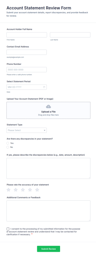 Account Statement Review Form Template