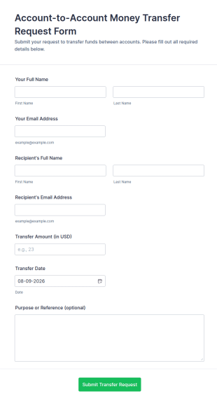 Account To Account Money Transfer Request Form Template