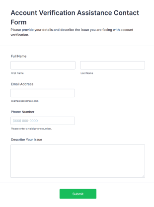 Account Verification Assistance Contact Form Template