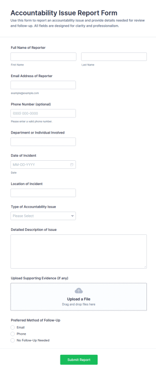 Accountability Issue Report Form Template