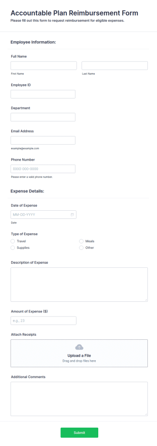 Accountable Plan Reimbursement Form Template