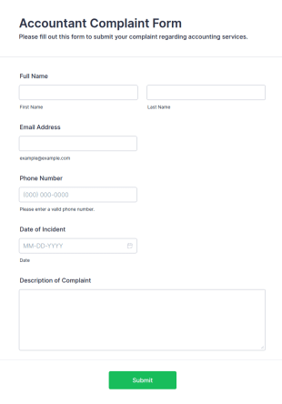 Accountant Complaint Form Template