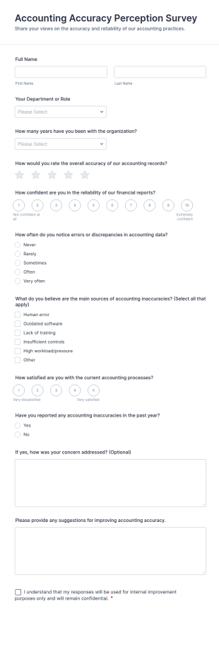 Accounting Accuracy Perception Survey Form Template
