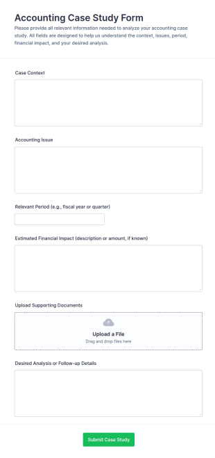 Accounting Case Study Form Template
