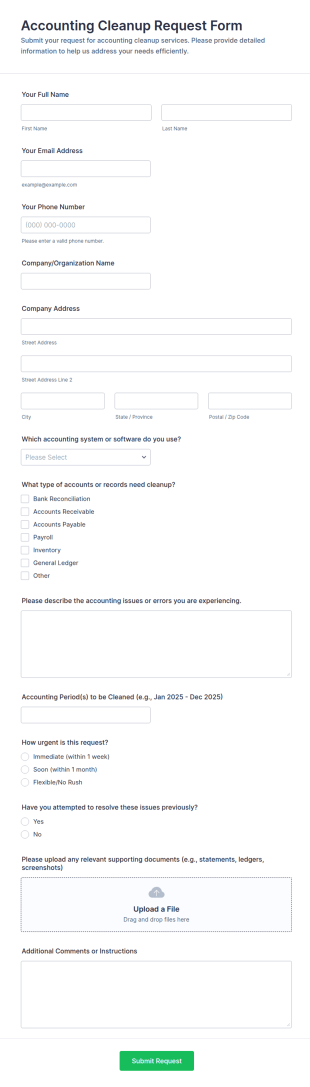 Accounting Cleanup Request Form Template