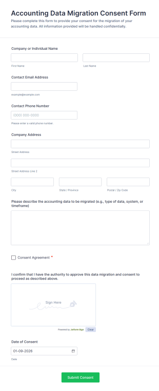 Accounting Data Migration Consent Form Template