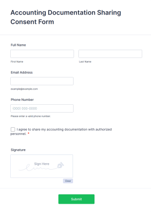 Accounting Documentation Sharing Consent Form Template