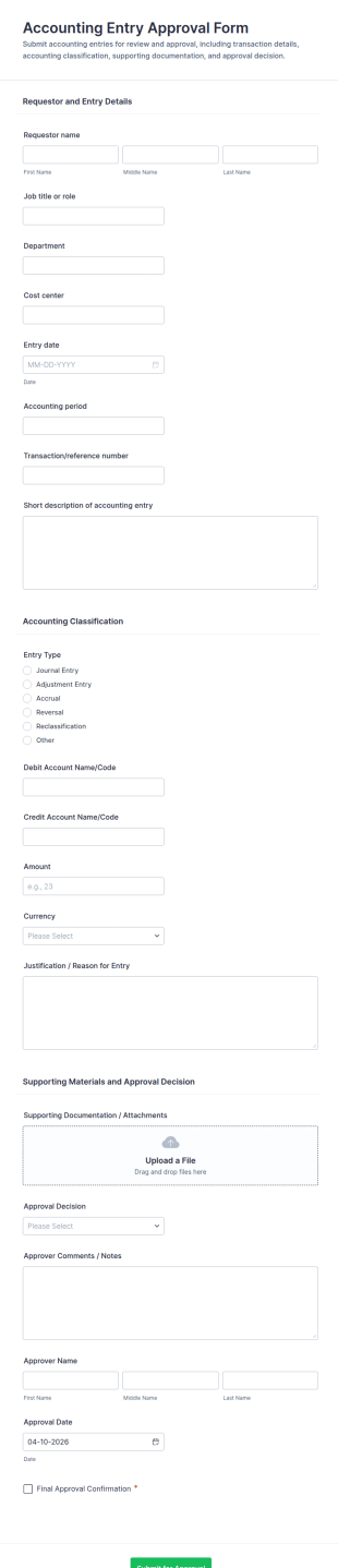 Accounting Entry Approval Form Template