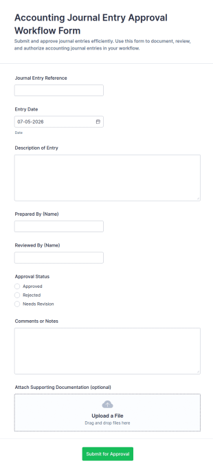 Accounting Journal Entry Approval Workflow Form Template