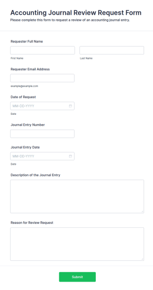 Accounting Journal Review Request Form Template