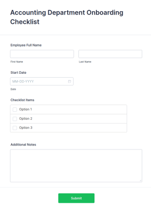 Accounting Onboarding Checklist Form Template
