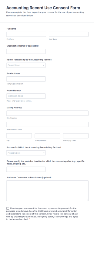 Accounting Record Use Consent Form Template