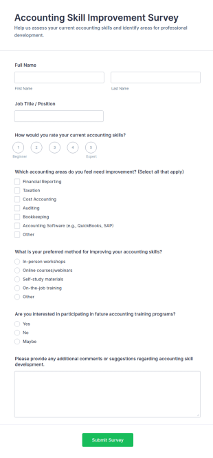 Accounting Skill Improvement Survey Form Template