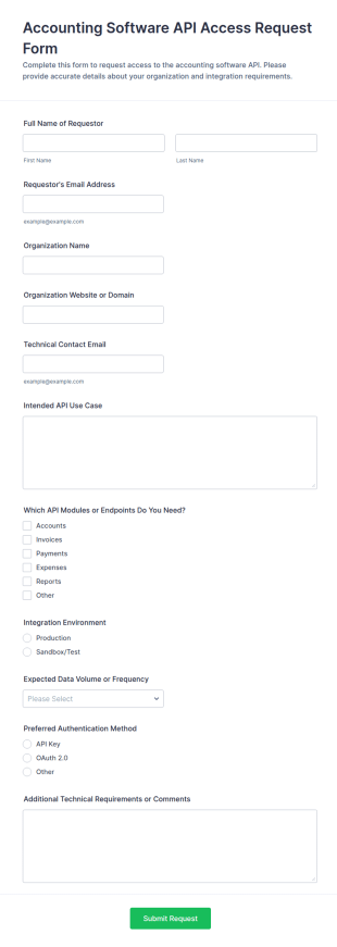 Accounting Software API Access Request Form Template
