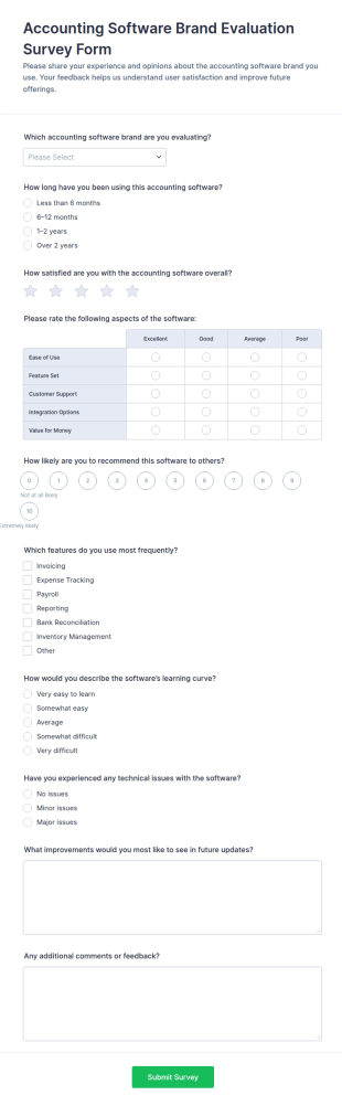 Accounting Software Brand Evaluation Survey Form Template