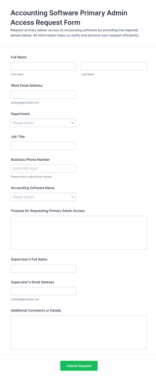 Accounting Software Primary Admin Access Request Form Template
