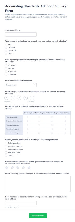 Accounting Standards Adoption Survey Form Template
