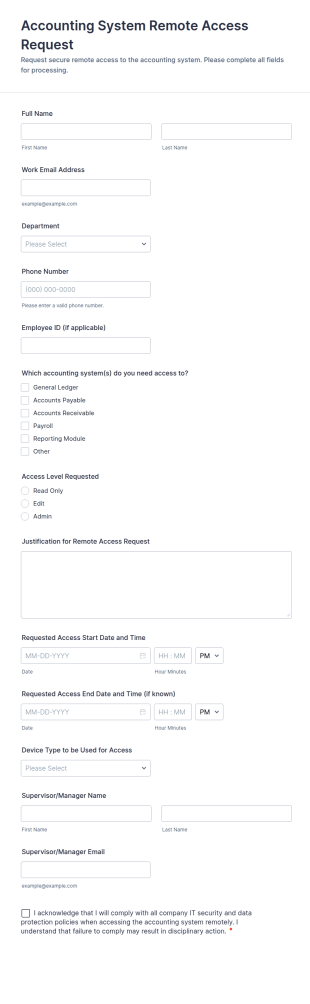 Accounting System Remote Access Request Form Template