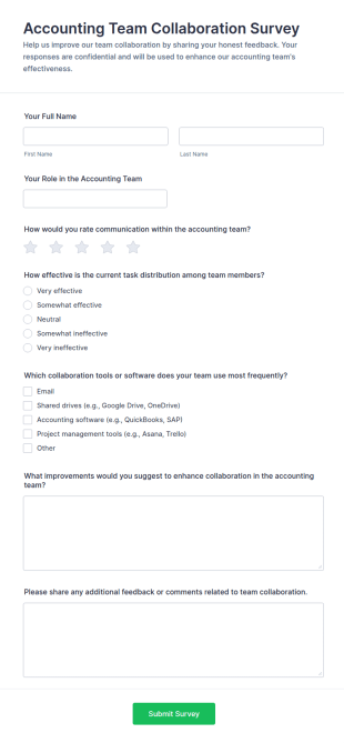 Accounting Team Collaboration Survey Form Template