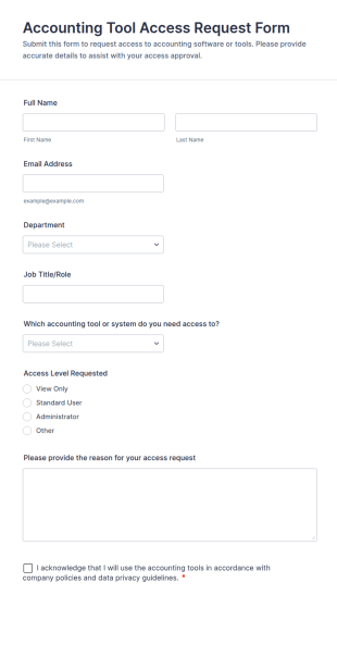 Accounting Tool Access Request Form Template