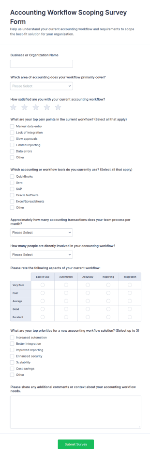 Accounting Workflow Scoping Survey Form Template