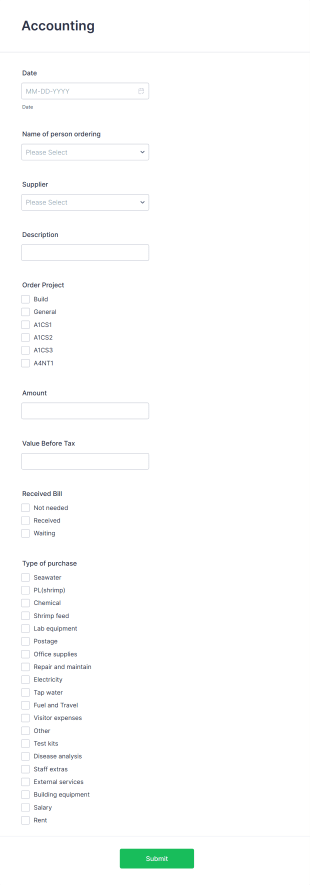 Accounting Form Template