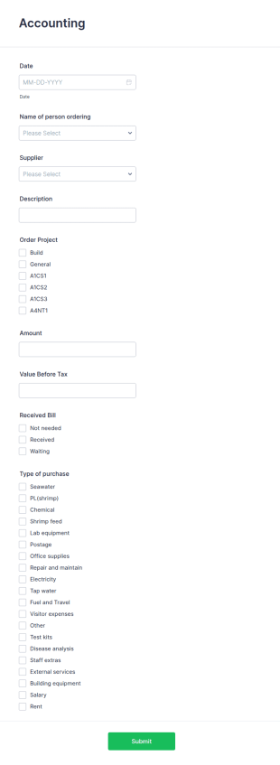 Accounting Form Template