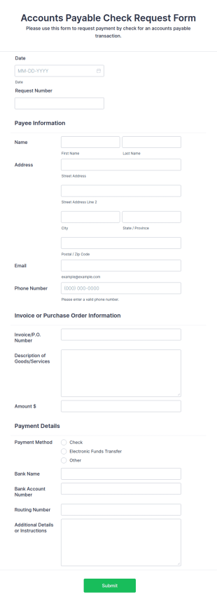 Accounts Payable Check Request Form Template