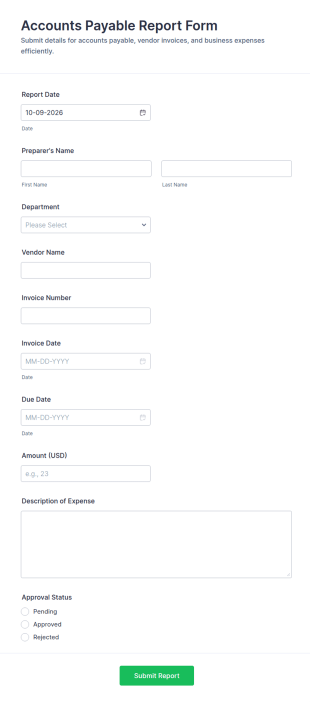 Accounts Payable Report Form Template