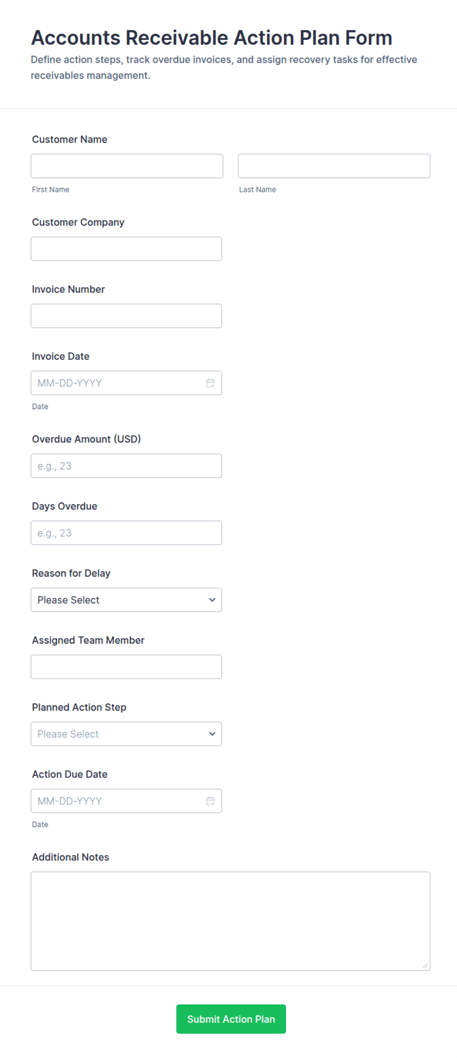 Contract Form Template.pdf Accounts Receivable Action Plan Form Template | Jotform