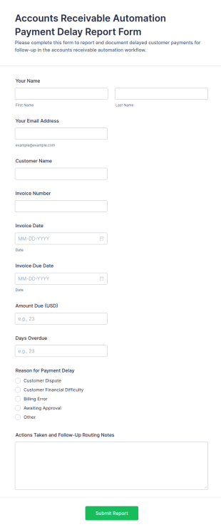 Accounts Receivable Automation Payment Delay Report Form Template