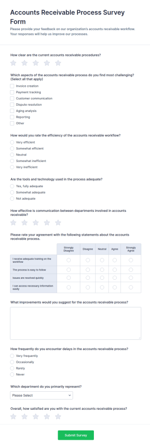 Accounts Receivable Process Survey Form Template