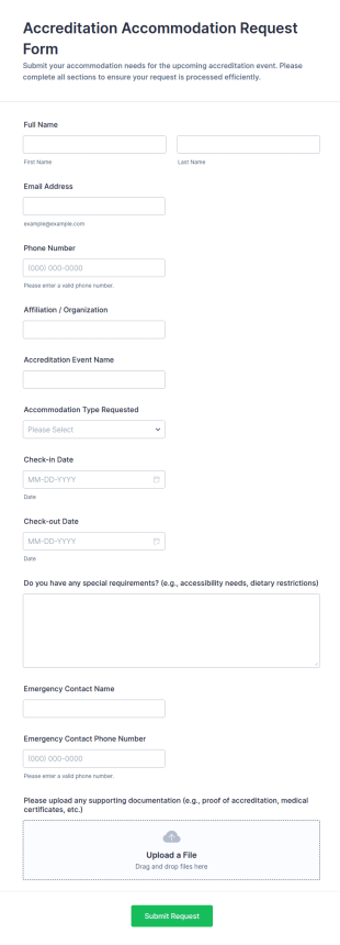 Accreditation Accommodation Request Form Template