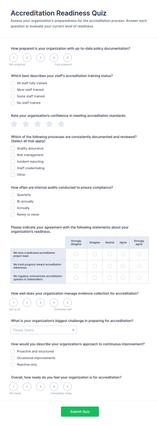 Accreditation Readiness Quiz Form Template