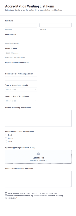 Accreditation Waiting List Form Template