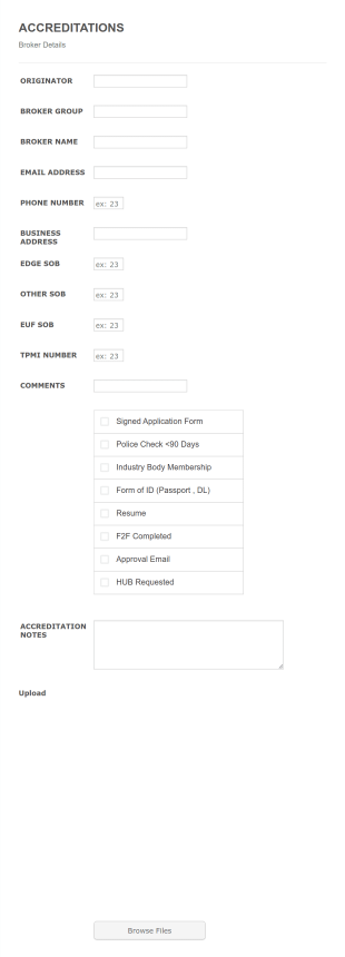 Accreditations Form Template