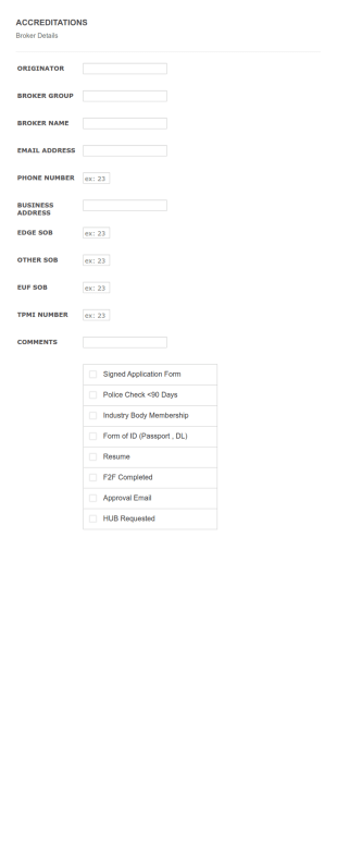 Accreditations Form Template