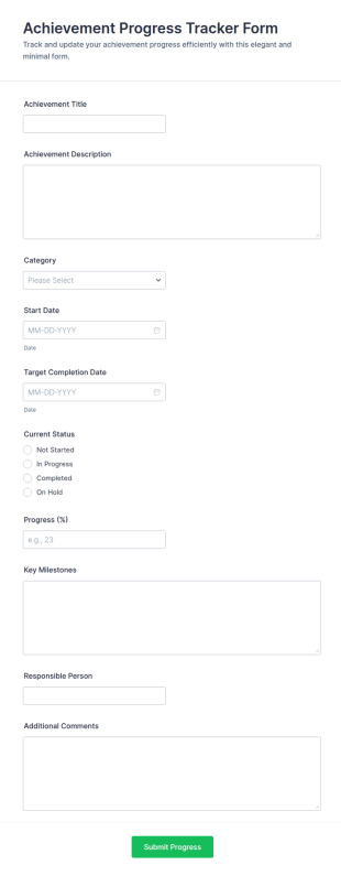 Achievement Progress Tracker Form Template