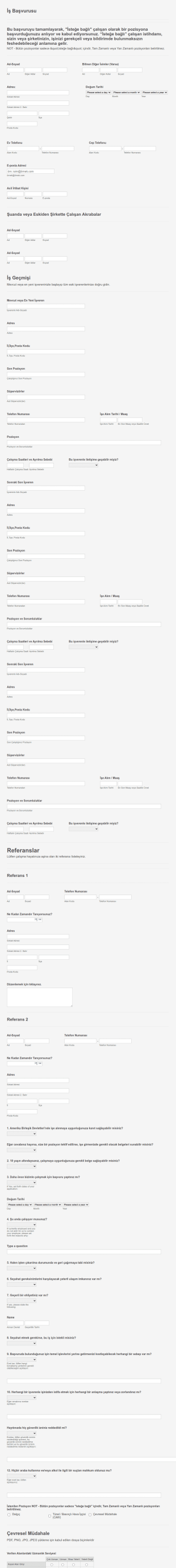 Açık Pozisyon Başvuru Form Şablonu