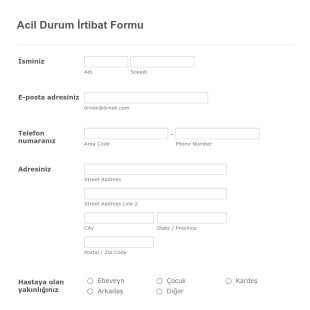 Acil Durum İrtibat Form Template