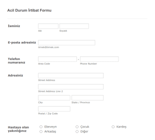 Acil Durum İrtibat Form Şablonu