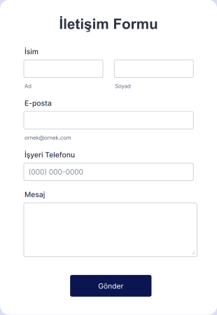 Açılır Pencere İletişim Form Template