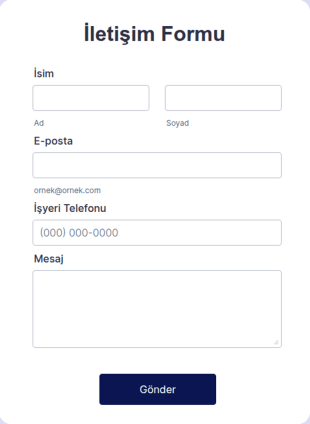 Açılır Pencere İletişim Form Şablonu