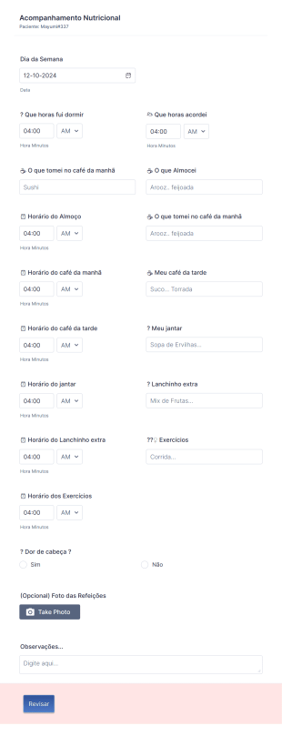 Acompanhamento Nutricional Form Template