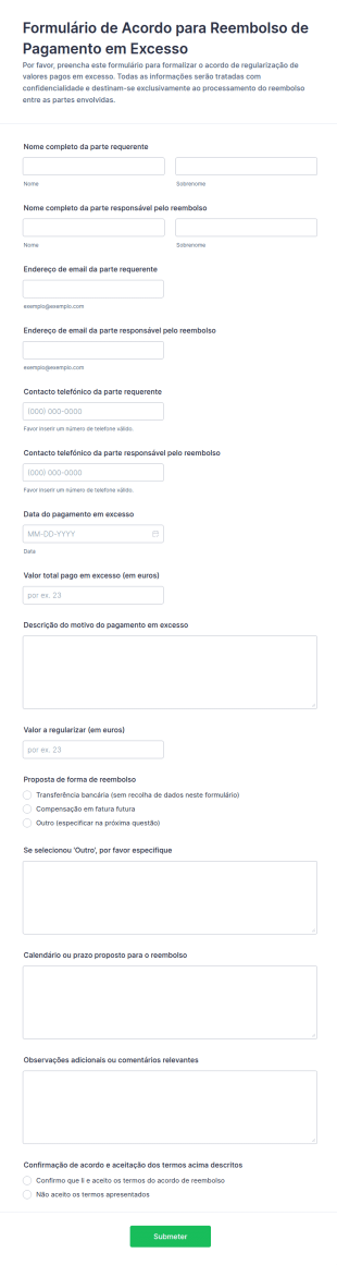 Acordo De Reembolso De Pagamento Indevido
