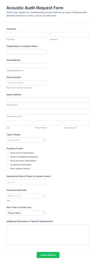 Acoustic Audit Request Form Template