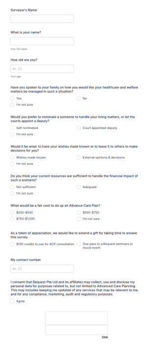 Advanced Care Planning Survey Form Template