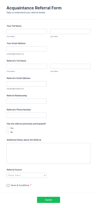 Acquaintance Referral Form Template