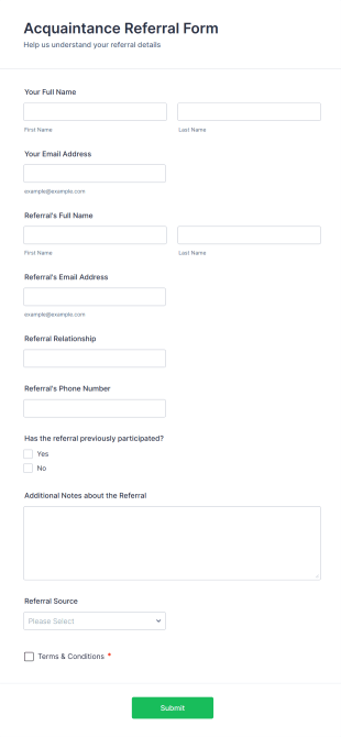 Acquaintance Referral Form Template