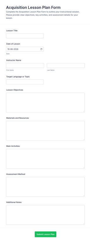 Acquisition Lesson Plan Form Template